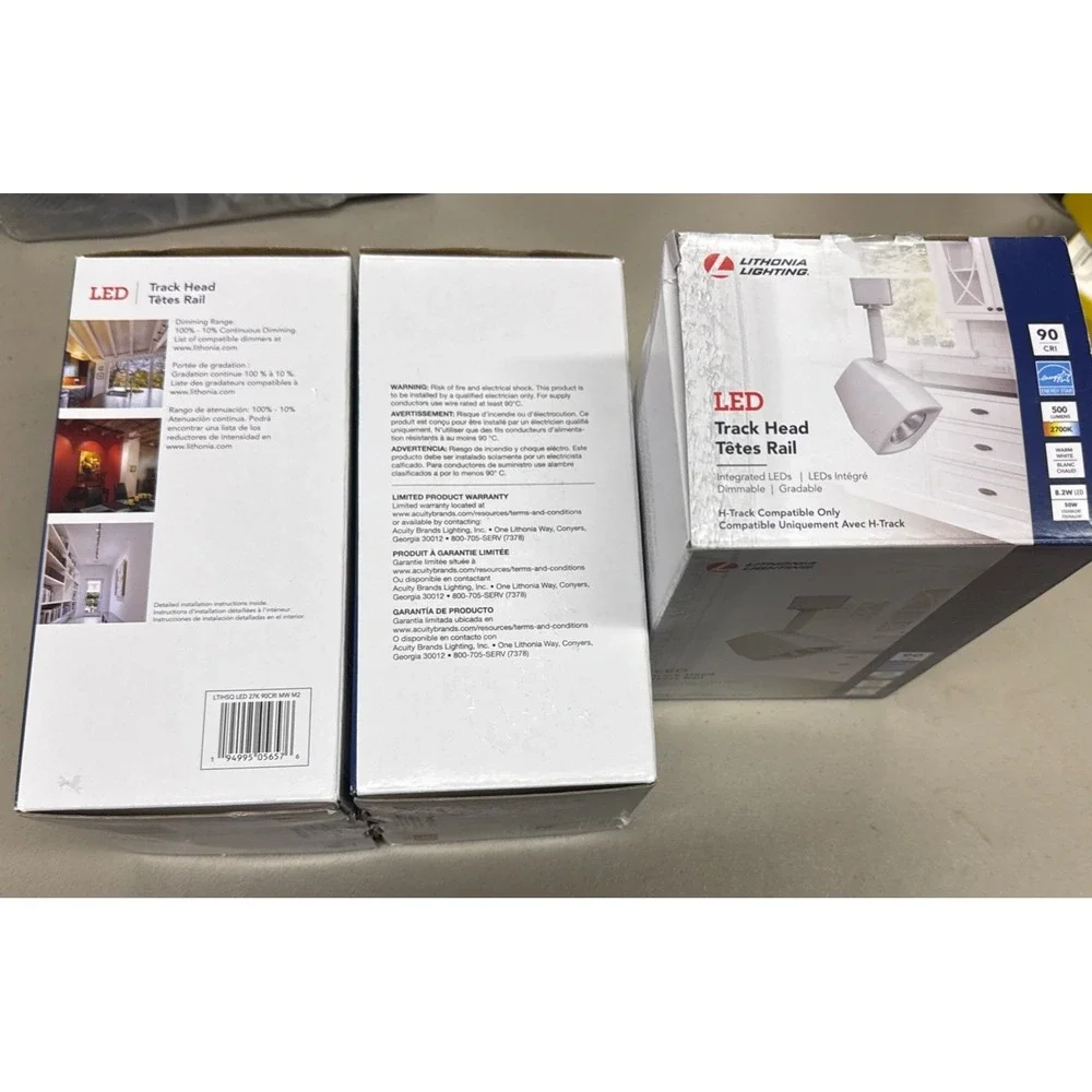 3 Pack Lithonia Lighting WHITE LED Linear Track Step Head Light Fixtures